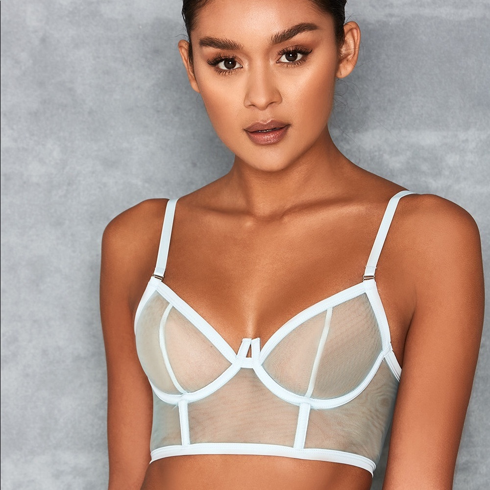 Mistress rocks sheer blue long long bralette